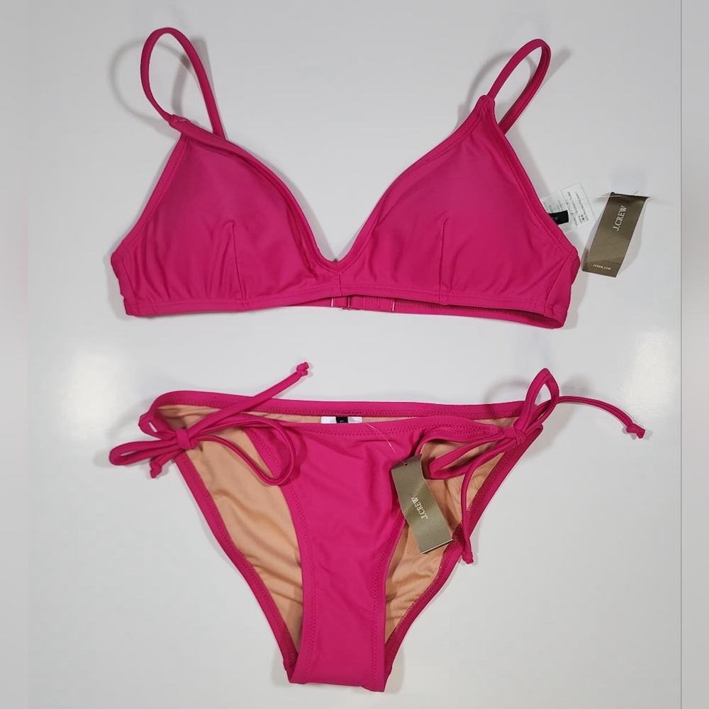 J.Crew 2-Piece French Bikini Set Top Sz S Bottom XS Pink NWT Adjustable